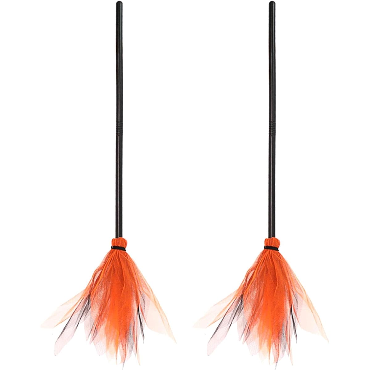 NSVJVY 2 Pieces Halloween Witch Broom Props Party Decorations for Masquerade Show Halloween Costume Decorations Feast Halloween Cosplay Party (Orange)