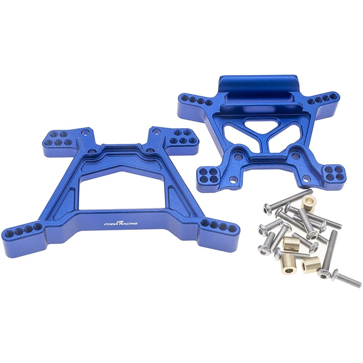 CODA RACING RC Alloy Front & Rear Shock Towers for Traxxas 1/10 4WD Rustler 4X4(VXL), Replacement for Hose(VXL)-Parts 6738 6739