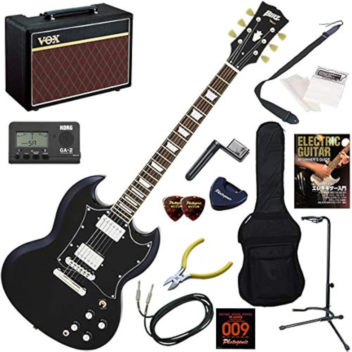 Blitz Electric Guitar Beginner's Guide 14-piece Authentic Set Including VOX Pathfinder10 BSG-STD/WH (White)