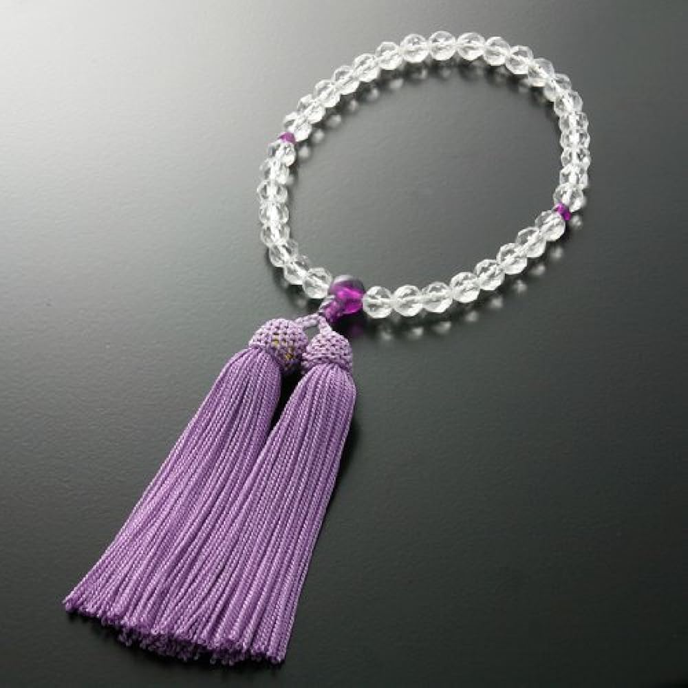 Kyoto Buddhist Altar Hayashi Prayer Beads for Women, Pure Silk, Headband, Genuine Crystal (Kirikodama), Amethyst Made [Prayer Bag Set] W-054 Kyoto Prayer Beads Can be used by all sects