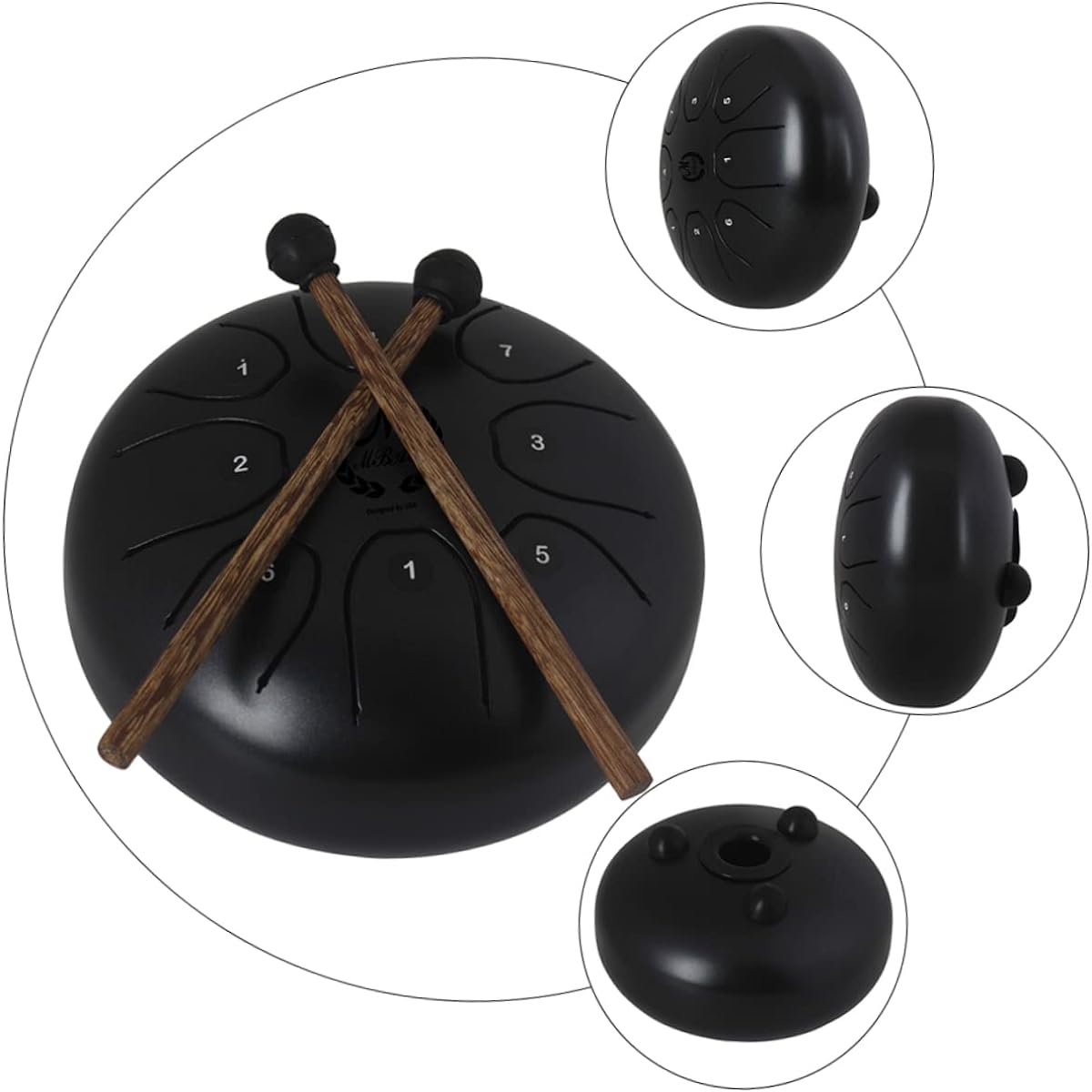 VICASKY 3 Set Steel Tongue Drum Kids Musical Flower Tongue Drum Lotus Drum Pentatonic Drum Wood Pocket Drum Gift Choice