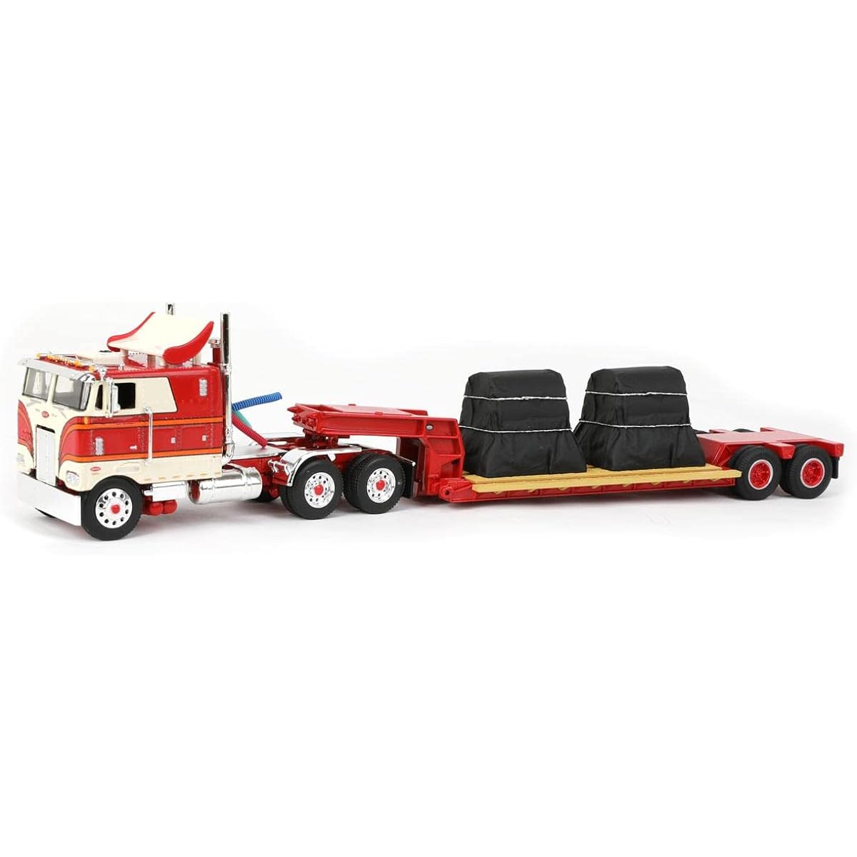 DCP Products 1/64 Cream/Red Peterbilt 352 CEO with Turbo Wing & Rogers Slowboy Coil Load 60-1308