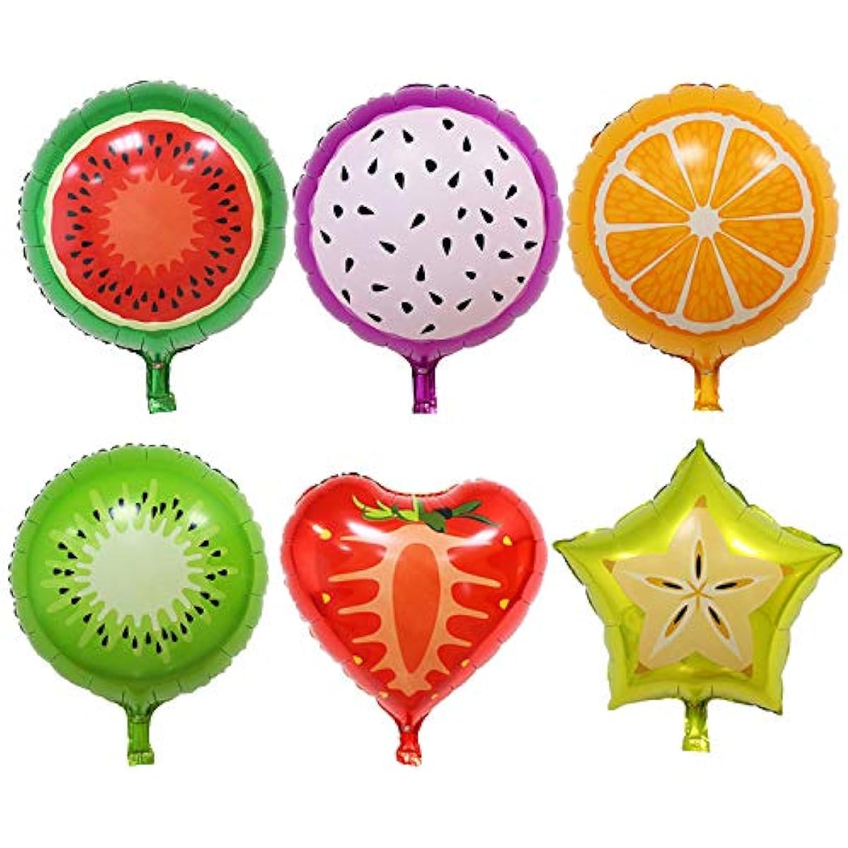 Morndew 6pcs Fruit Foil Balloons 18inch Large Balloons for Kids Birthday Party Baby Shower Decorations