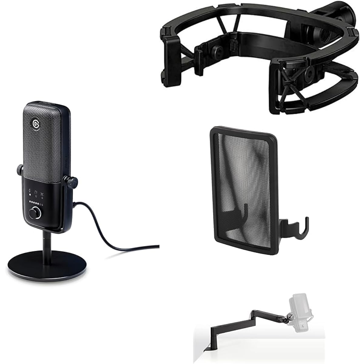 [Bundle Purchase] Elgato Pro Audio Set - USB Condenser Microphone with Shock Mount, Pop Filter, and Thin Microphone Arm, Streaming, Podcasting, Gaming, Home Office, Free Mixer Software, Compatible with Mac and PC