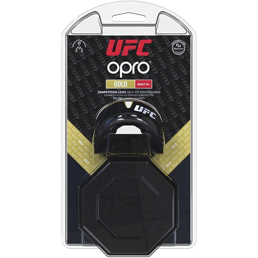 OPRO Mouthguard [Self-Fit (GEN4)/Gold Level] Sports Mouthpiece Made in the UK [Official Store] (For Adults, UFC/Metal Black & Gold)