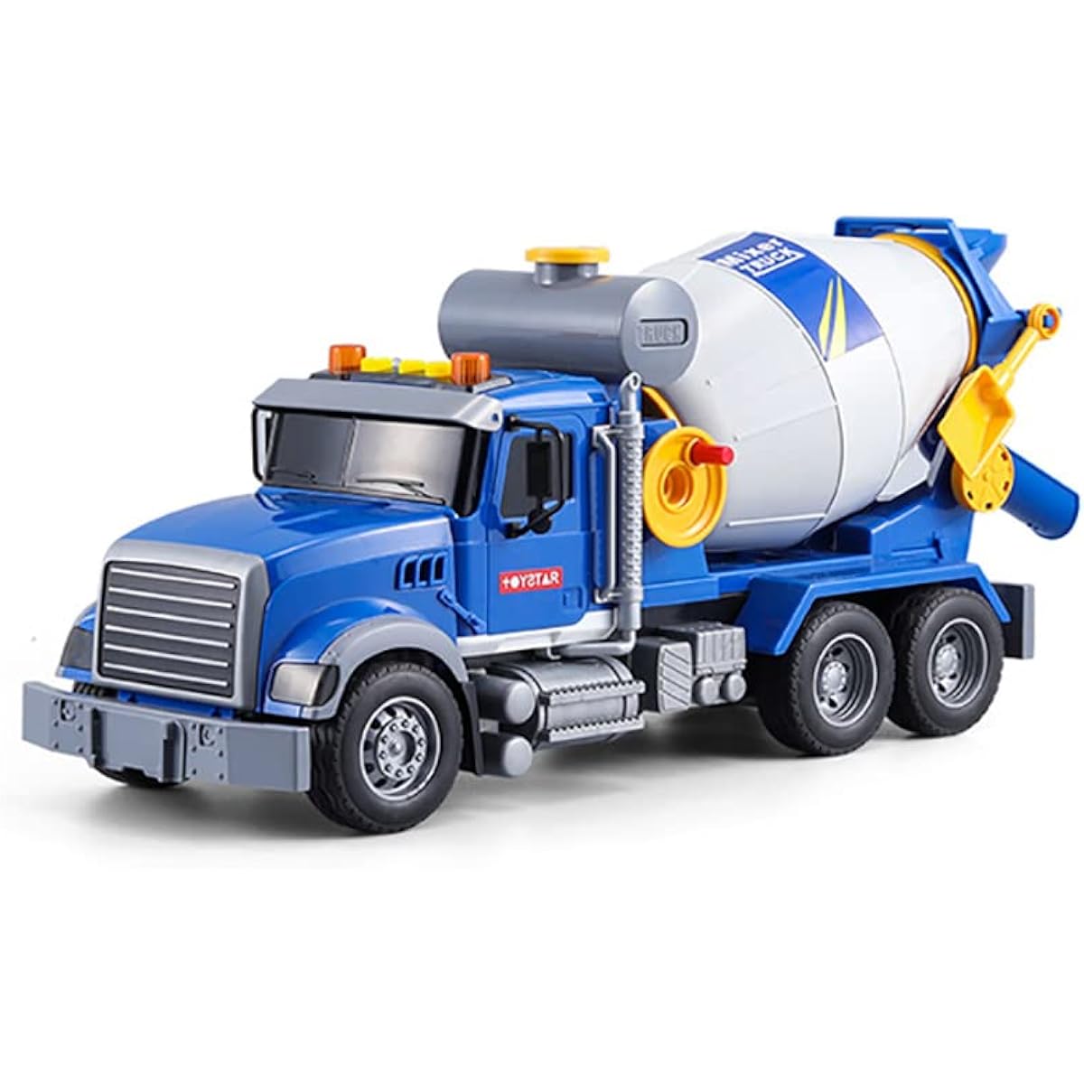 haomsj Large Cement Mixer Toy Truck with Lights Sounds and Working Parts Friction Powered Push & Go Construction Vehicle for Toddlers Boys Girls (Big Mixer Car)