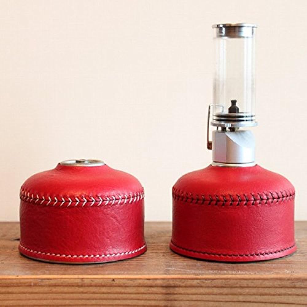 What will be will be & Greenfield Leather OD Can Gas Can Cover (Small: 110g Size) Leather Color (Red) Stitching (Ivory) Handmade Leather Genuine Leather Outdoor Camping Goods