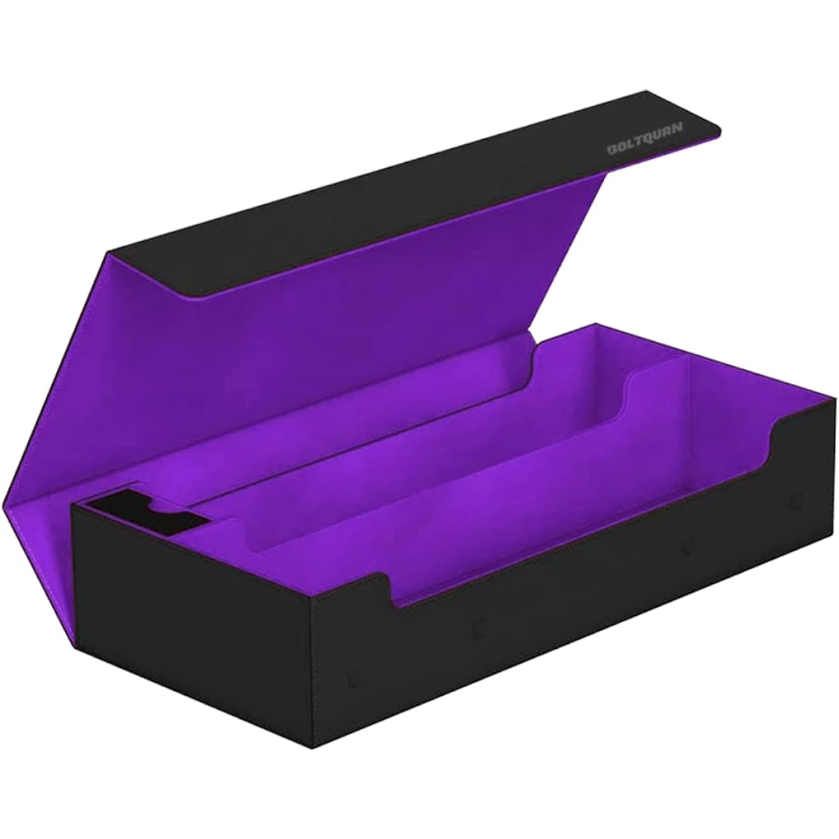 Premium Card Game Deck Storage Box and Playmat Case - Holds Over 550 Double Sleeve Cards - YugiOh/MTG Card Holder Storage Case - Game Card Box with Mat Case and Removable Compartment (Black-Purple)