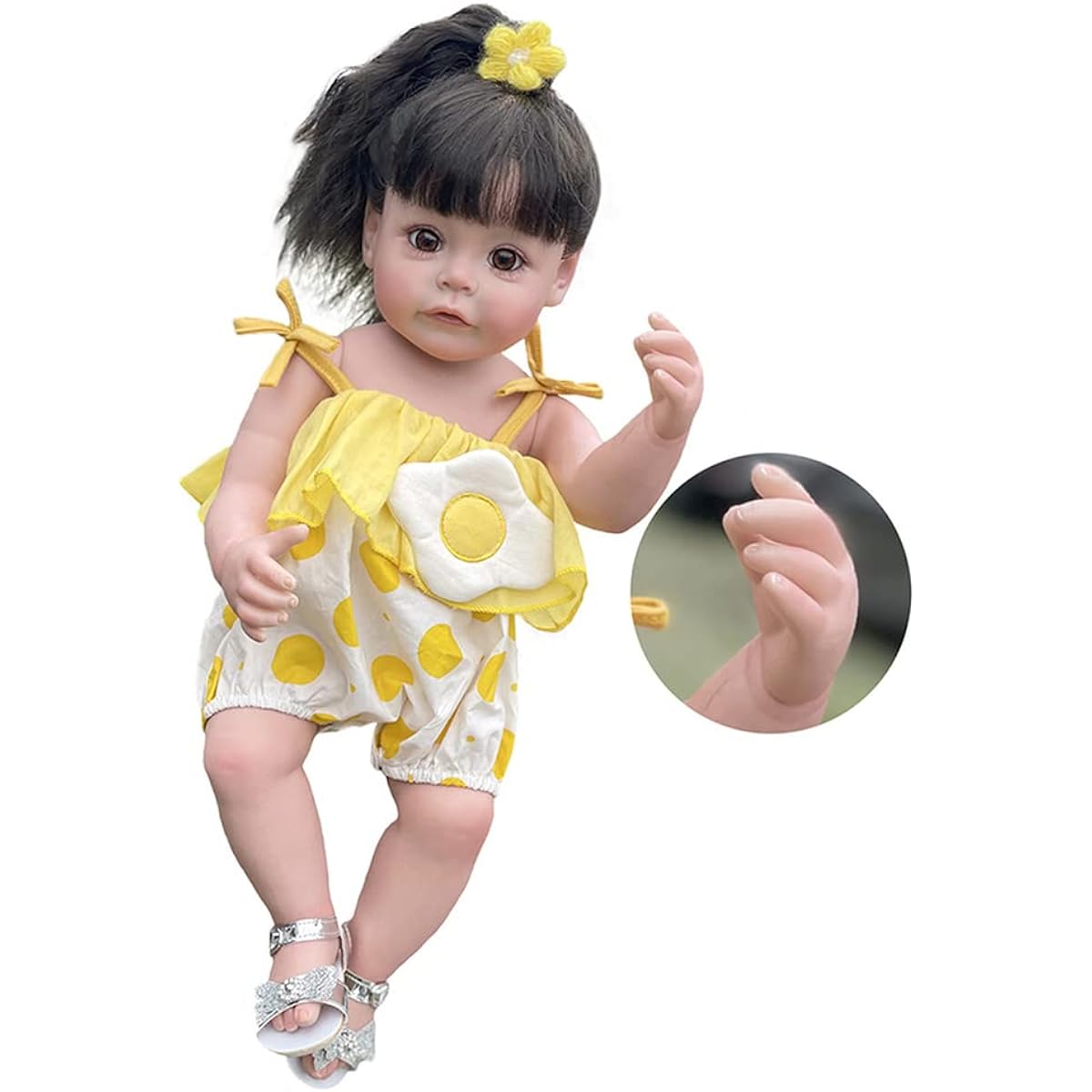 Lonian 22inch 55cm Reborn Baby Girl Doll Full Silicone Body Toy Doll Gift for Kids Play (4232)