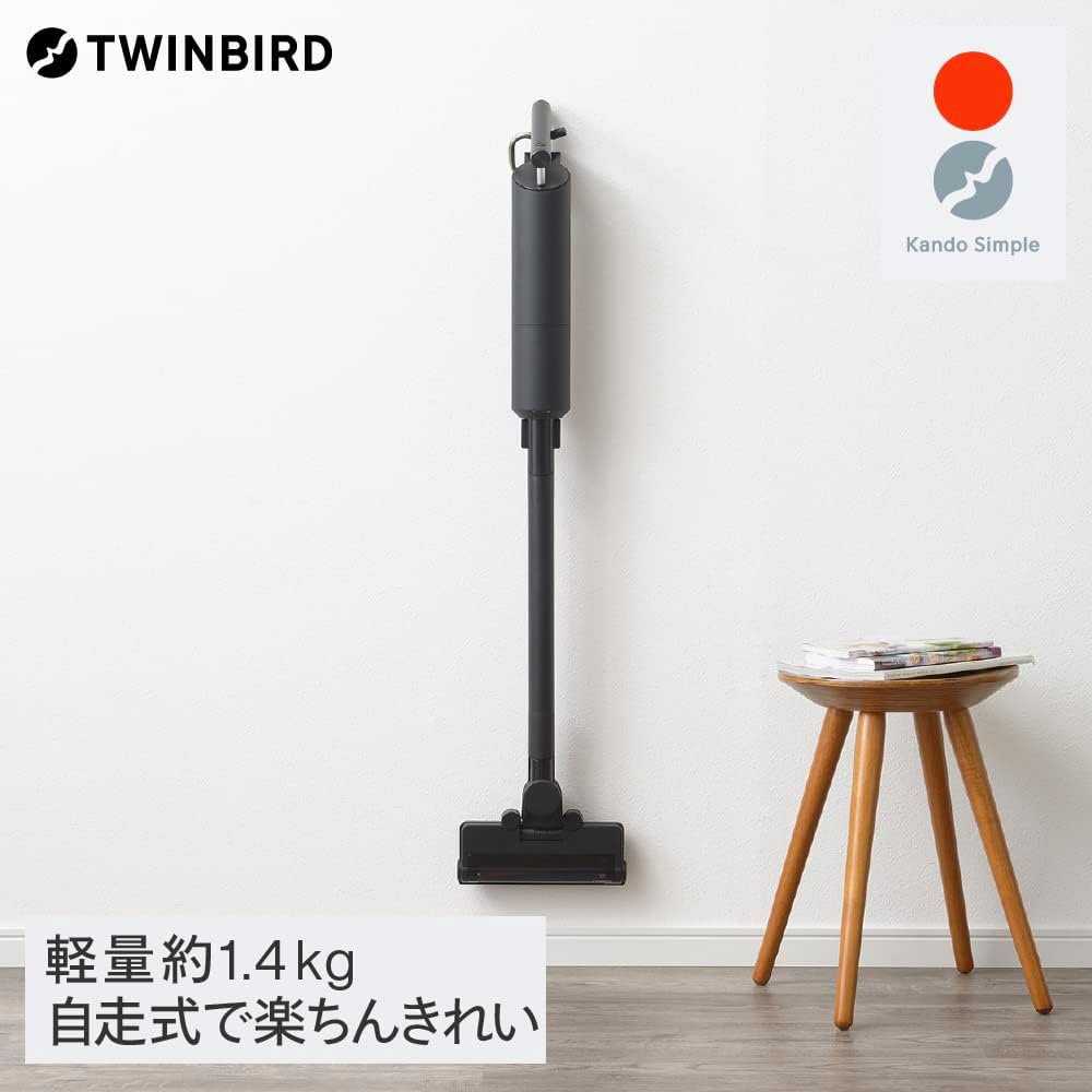 Twin Bird Tsubame Sanjo Vacuum Cleaner, Paper Pack, Cordless Stick Cleaner, Lightweight, 3WAY Rechargeable, Self-propelled, Power Brush, Suction Work Rate 70W [1 Year Manufacturer Warranty] Black TC-E264B