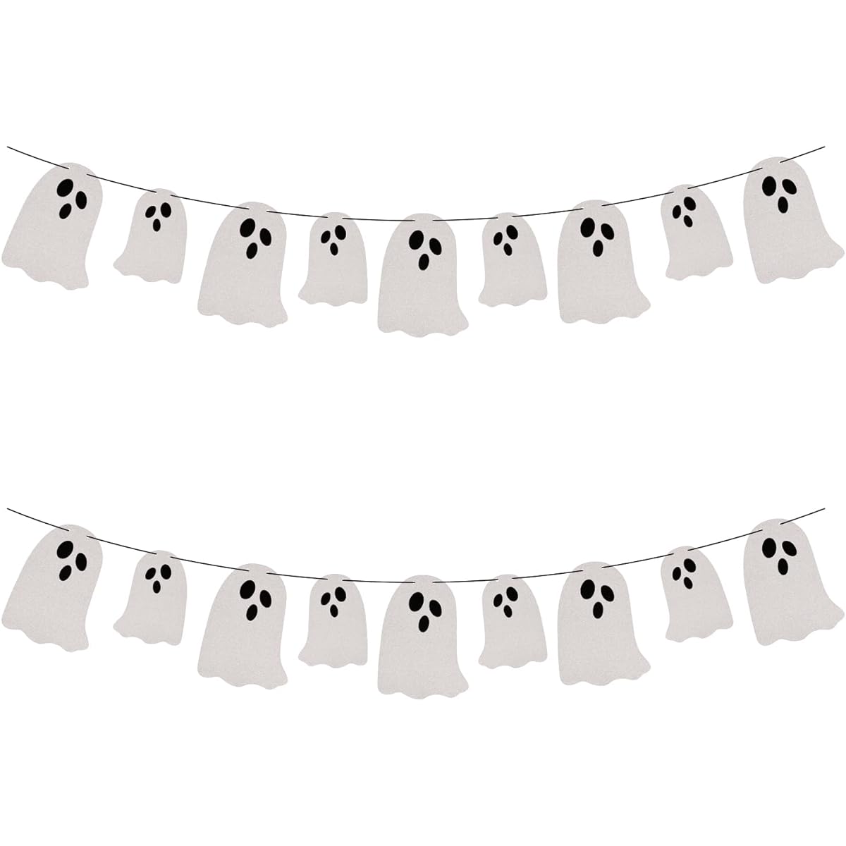 2 Pieces Halloween Hanging Ghost Banner Glitter Halloween Party Banner DIY Halloween Ghost Decoration for Haunted House Doorway Party Wall Fireplace