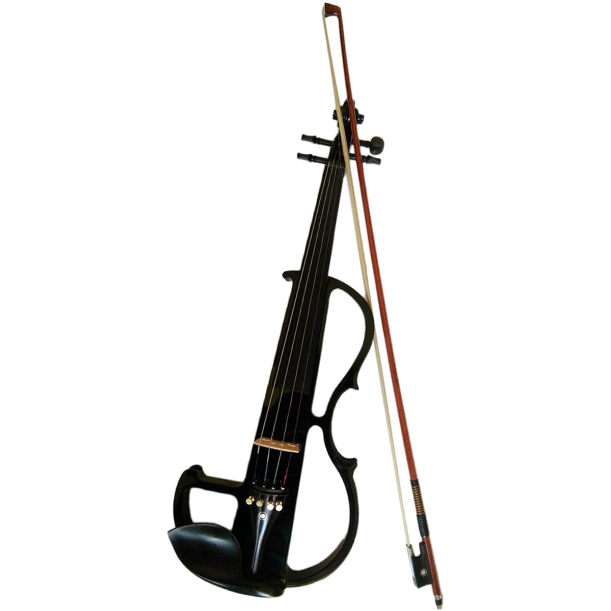 Harilla Gold Electric Violin Set with Accessories - Solid Wood Silent Electric Violin and Headphones for Violin Lovers, Teens, Beginners, Black