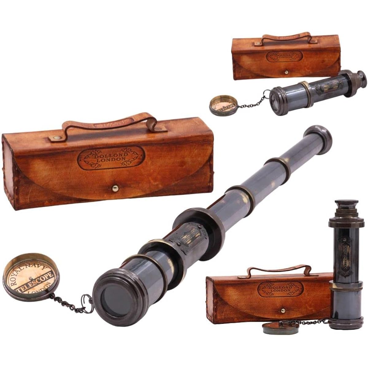Stempunk Vintage Style Pirate Captain Boat Telescope/Spyglass Royal Navy with Case