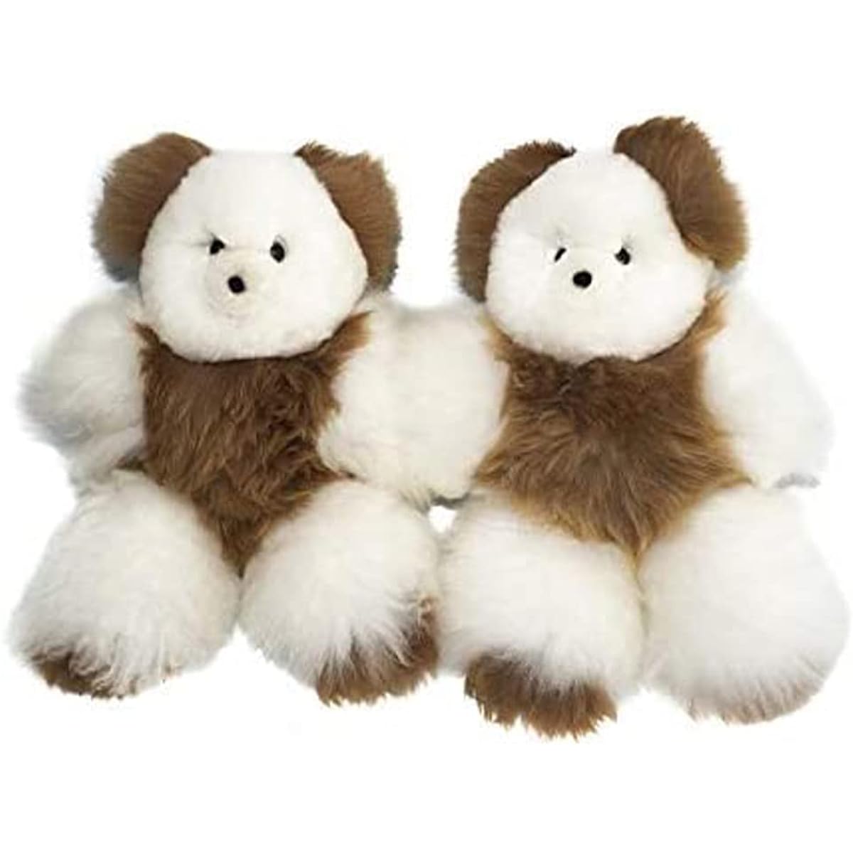 Alpaca Teddy Bear. Soft, fluffy, huggable stuffed animal (white and brown, 12 inches)
