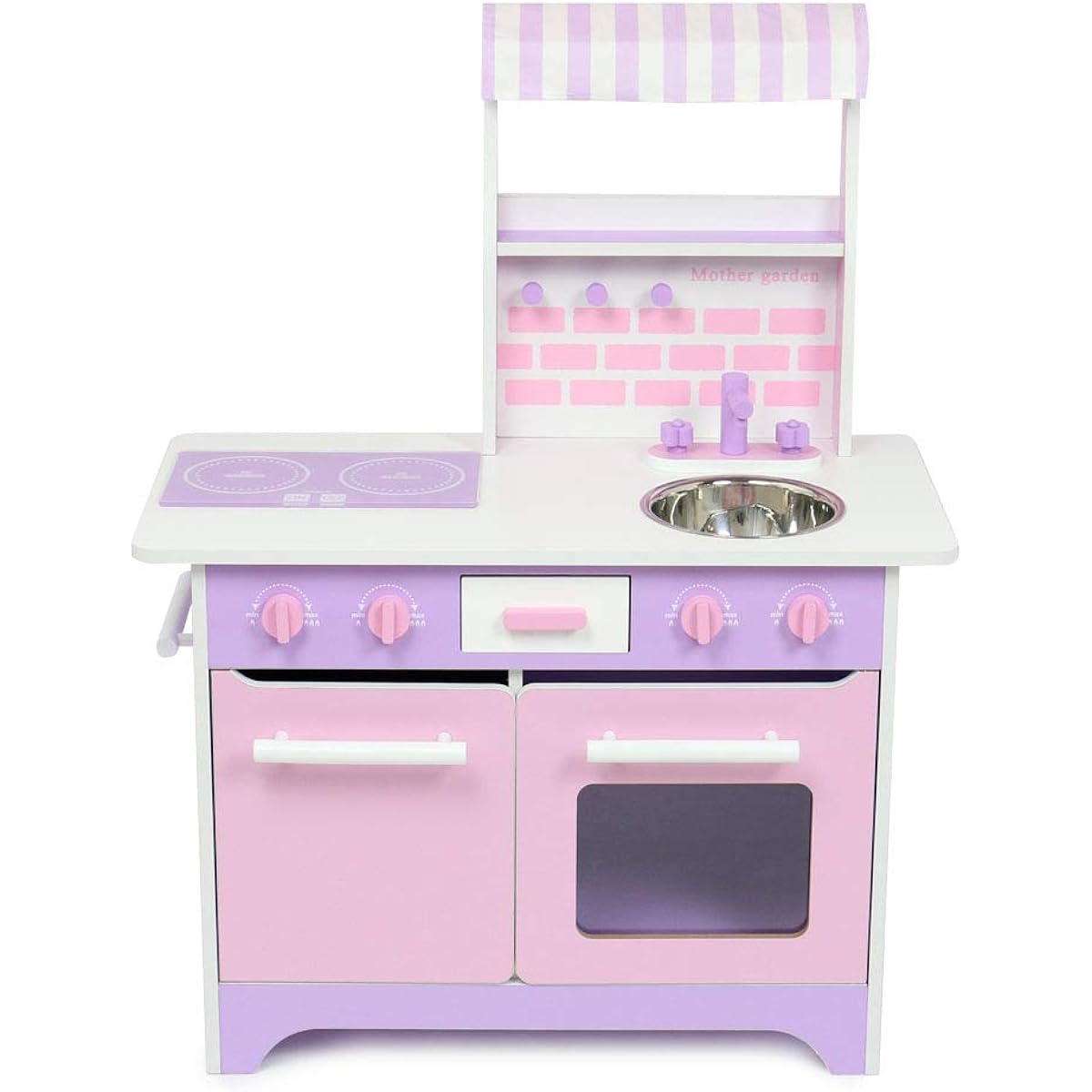 Mother Garden Wooden Pretend Play Open Cafe Kitchen (Pink, Purple) 998-50366