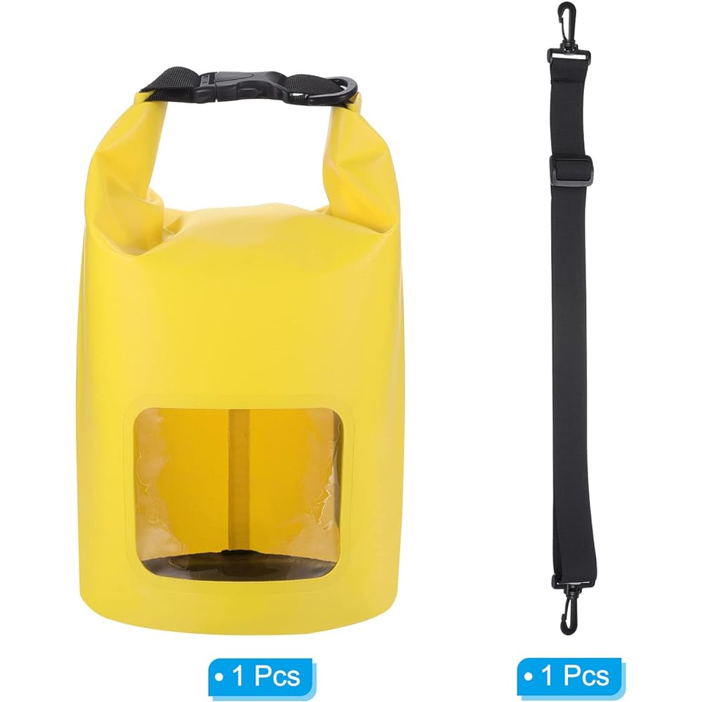 PATIKIL Floating Waterproof Dry Bag 5L Outdoor Float Dry Bag Roll Backpack with Clear Window for Boating Kayaking Hiking Camping Yellow