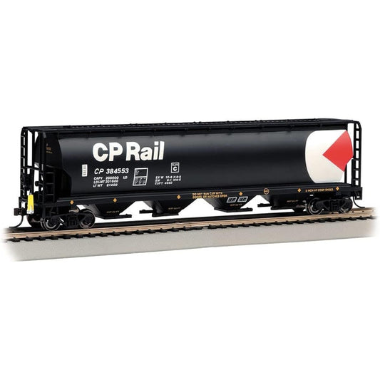 Bachmann Trains - Canadian 4 Bay Cylindrical Grain Hopper Train Equipment End Flashing - CP Rail #384553 - HO Scale