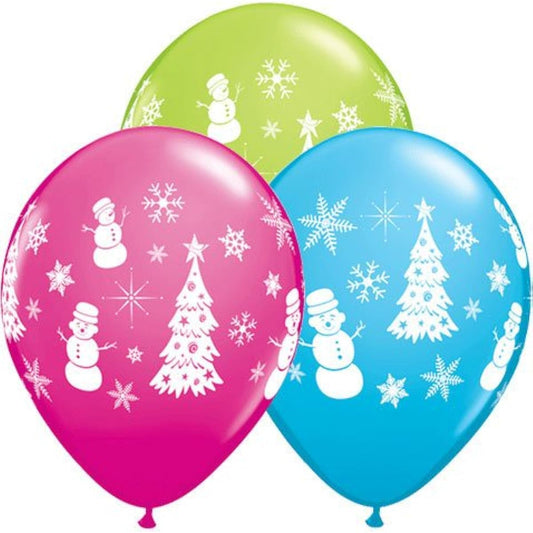11" Latex Balloons Festive/Winter Scenes (10 pcs)