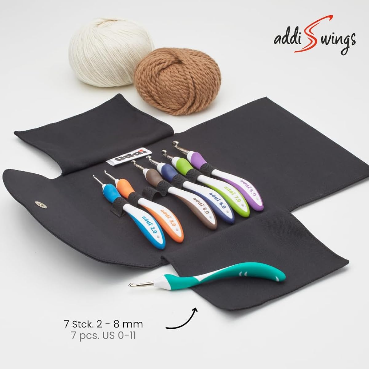 addiSwings Crocheting Hooks Set in the Case (7 Hooks) by addi