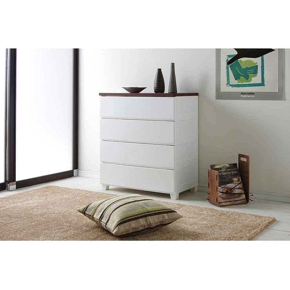 Iris Ohyama Chest Wood Top 3 Tiers Width 73 x Depth 42 x Height 64.5cm White/Walnut MG-723