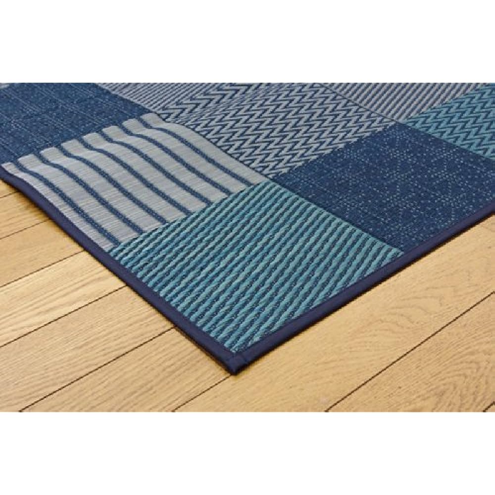 Ikehiko Corporation Igusa Hanagoza Kyoto Sashiko Edoma 1 tatami mat approx. 87 x 174 cm Blue Made in Japan #4110101