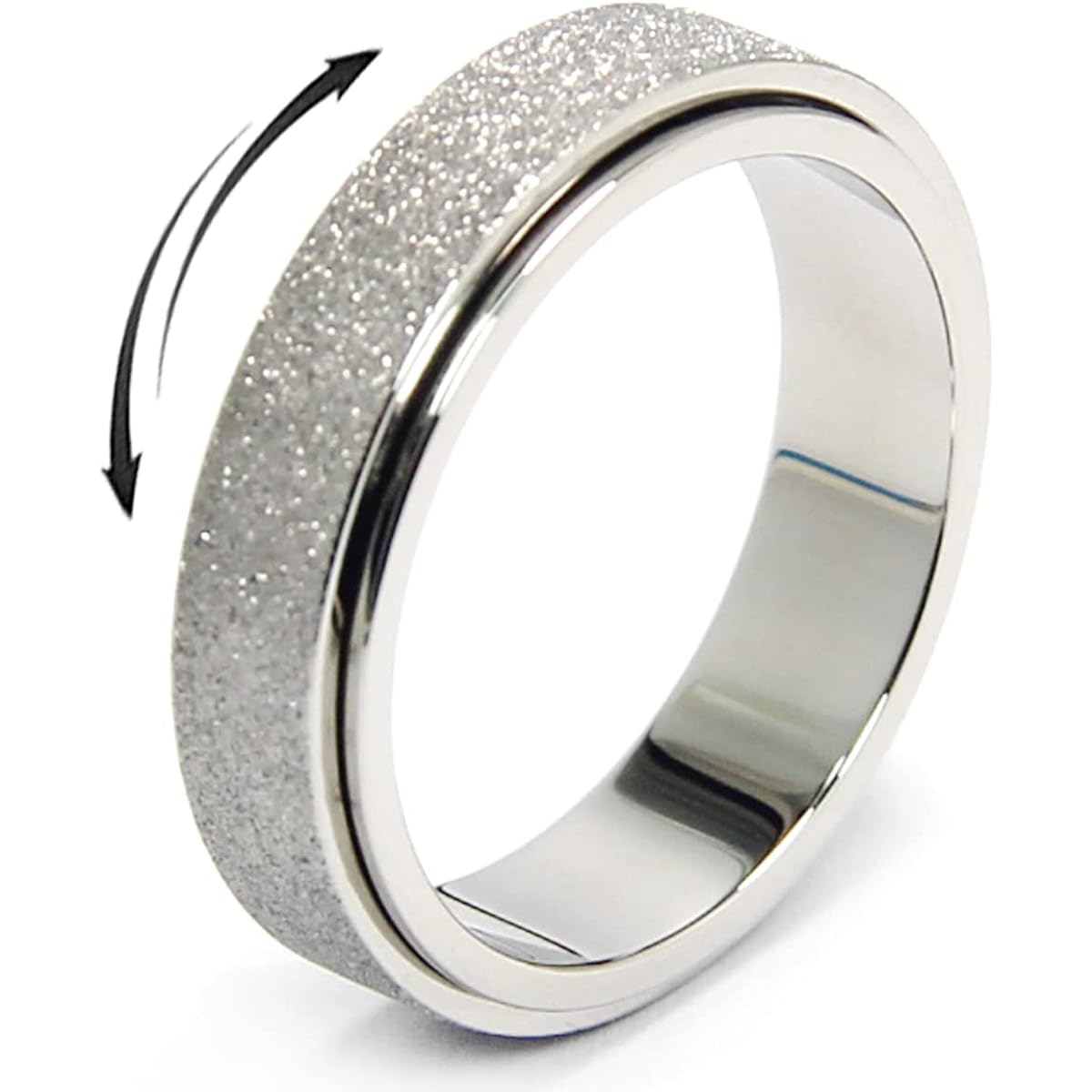 Titanium Stainless Steel Anxiety Ring for Women and Men Size 6-12 Width 6mm 5 Colors Rose Gold Rainbow Silver Black Blue Sandblasted Finish