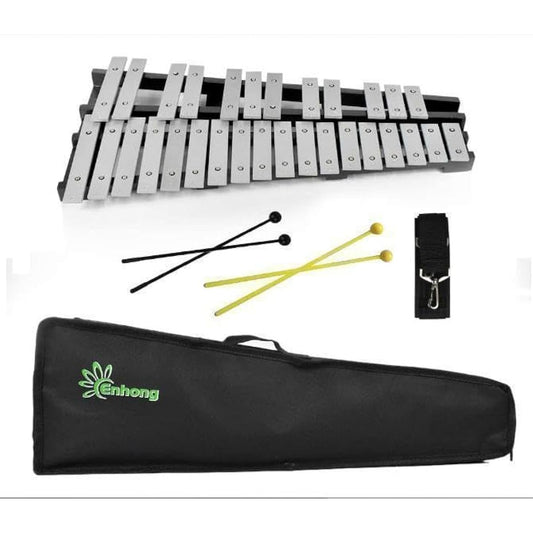 Folding tabletop glockenspiel with 30 notes, 2 mallets and storage bag