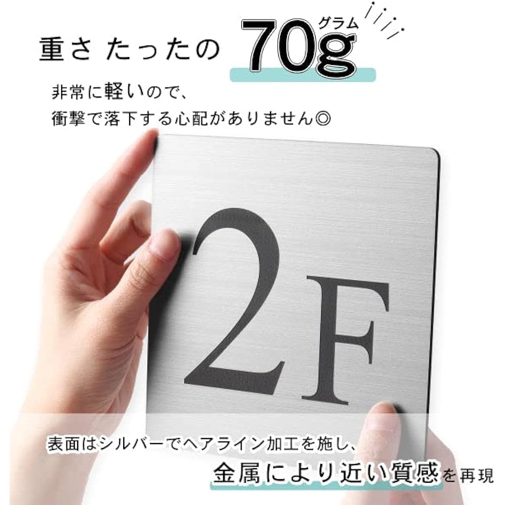 Katachi Lab Floor Number Display Plate 9F Number 9th Floor Stainless Steel Style Silver Outdoor Suitable Seal Type 150 Square Made in Japan