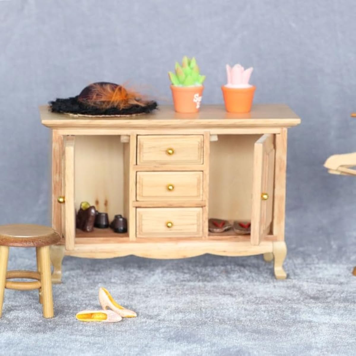 Tnfeeon Wooden Dollhouse Cabinet, Dollhouse Furniture Decoration, Dollhouse Wooden Furniture for Dollhouse DIY Gift
