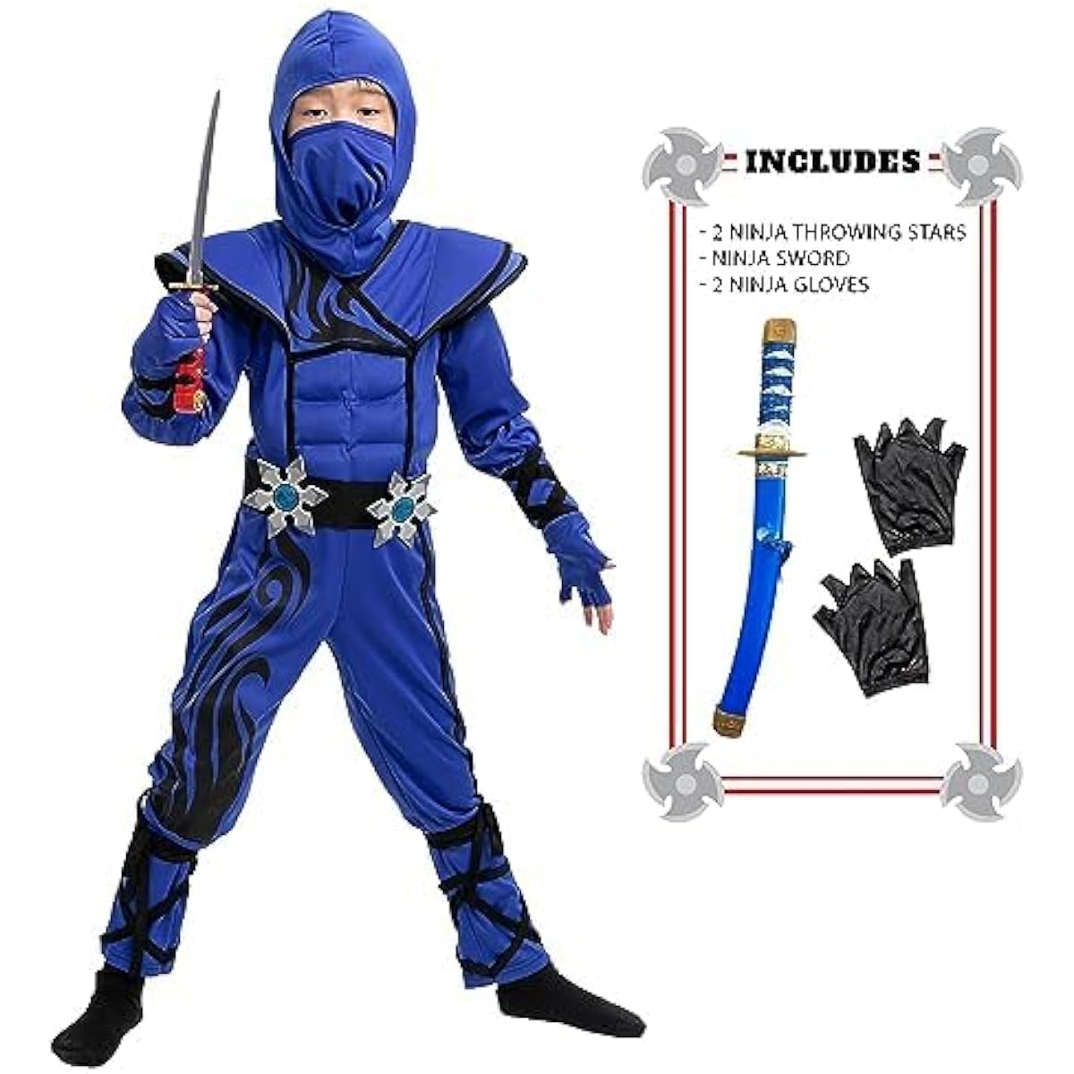Striking Blue Ninja Costume for Kids Stealth Costume Halloween Kids Kung Fu Costume