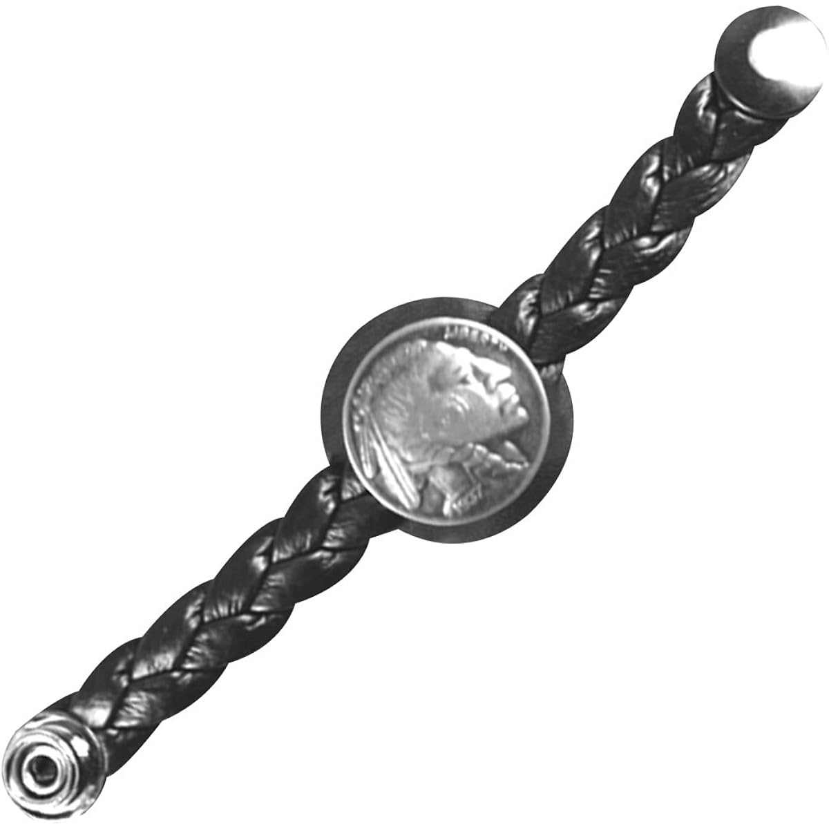 Hot Leathers Braided Indian Head Nickel Vest Extender Black 4"