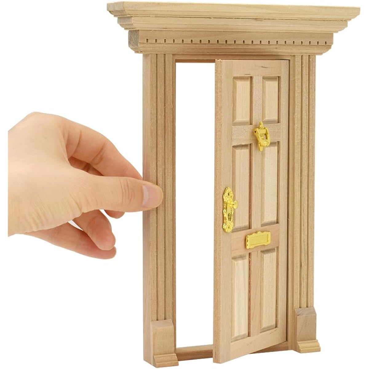 iLAND Dollhouse Door 1:12 Scale Miniature Door with Handle & Knocker (Neoclassical Mini Door)