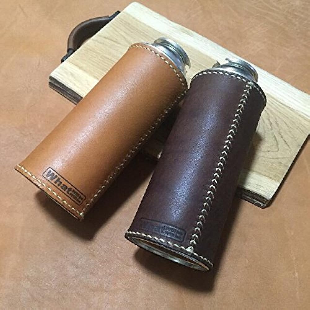 What will be will be Gas Cylinder Cassette Gas CB Can Handmade Genuine Leather Cover Cassette Cylinder Stylish Outdoor Camping Equipment Color (Camel) Stitching (Generation)