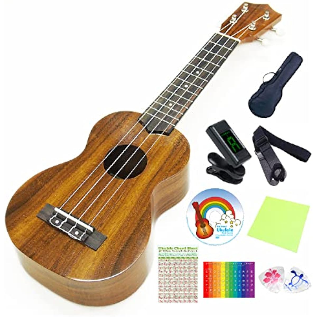 Ukulele Aria AU-1KG Soprano Beginner 9 Piece Set Acacia Core Aria String Height Adjusted (Gorgeous Tone Like Hawaiian Core) (With End Pin) (U)