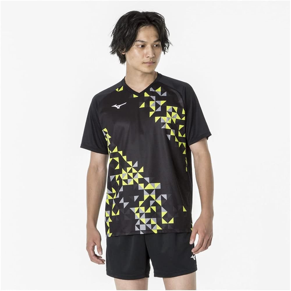 [Mizuno] Table Tennis Wear Game Shirt, Short Sleeve, V-Neck, Unisex, Sweat Absorbent, Quick Drying, JTTA Officially Approved, 82JAA103