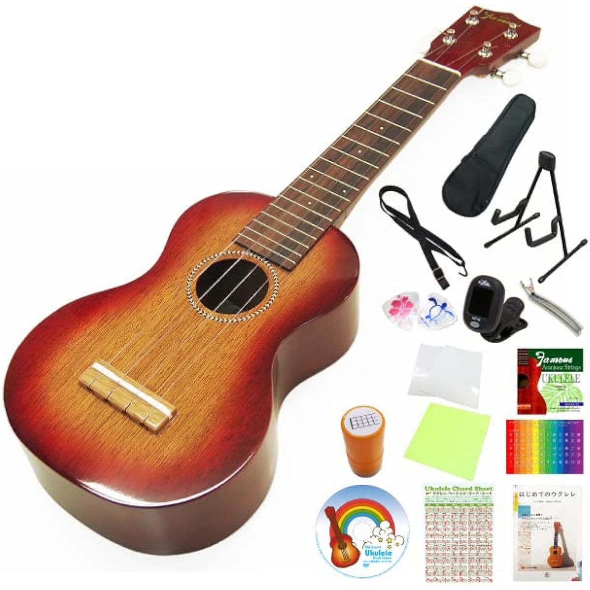 Famous Domestically Produced Ukulele FS-7G Soprano High Grade 15-Piece Set Soprano Mahogany High Gloss (Reliable Made in Japan) (Sweet Tone) (u)