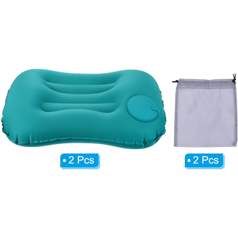 PATIKIL Camping Pillow 2 Pack Portable Camping Beach Pillow Ultralight Inflatable Travel Airplane Pillow Lumbar Support for Hiking Backpacking Green