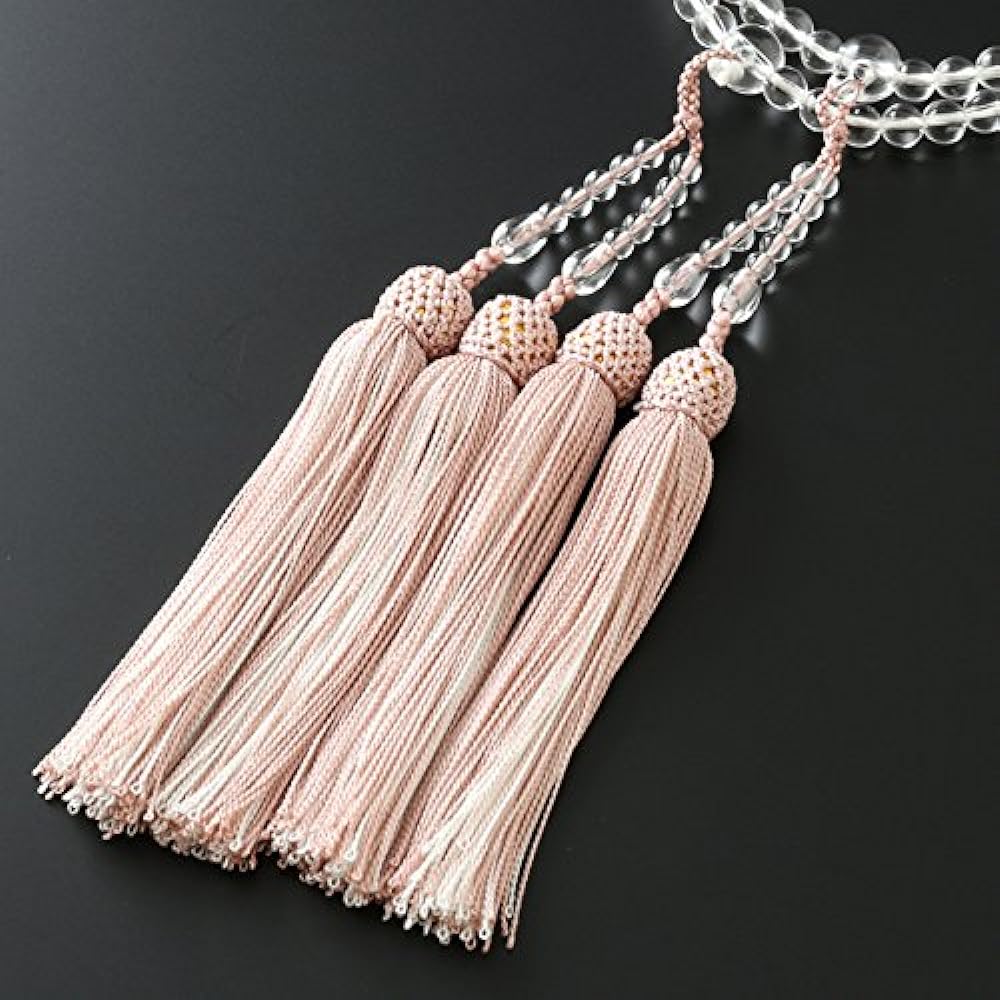 Kyoto Buddhist Altar Hayashi Prayer Beads for Eight Sects (For Eight Sects) Genuine Crystal Two-Colored Bunch (Ashen Cherry White) (For Women) Official Ceremony [Bead Bag Set] SW-078 Kyoto Prayer Beads