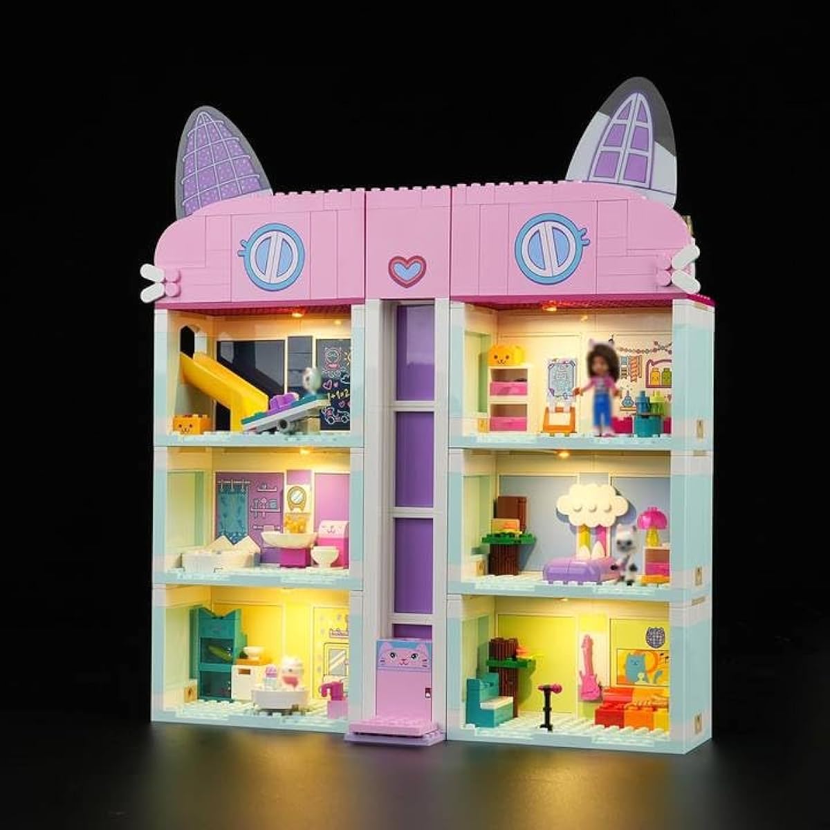 Rorliny LED Light Kit for Lego Gabby's Dollhouse 10788 Building Set Creative Lighting Kit Compatible with Lego 10788 (Light Only, No Lego Set)
