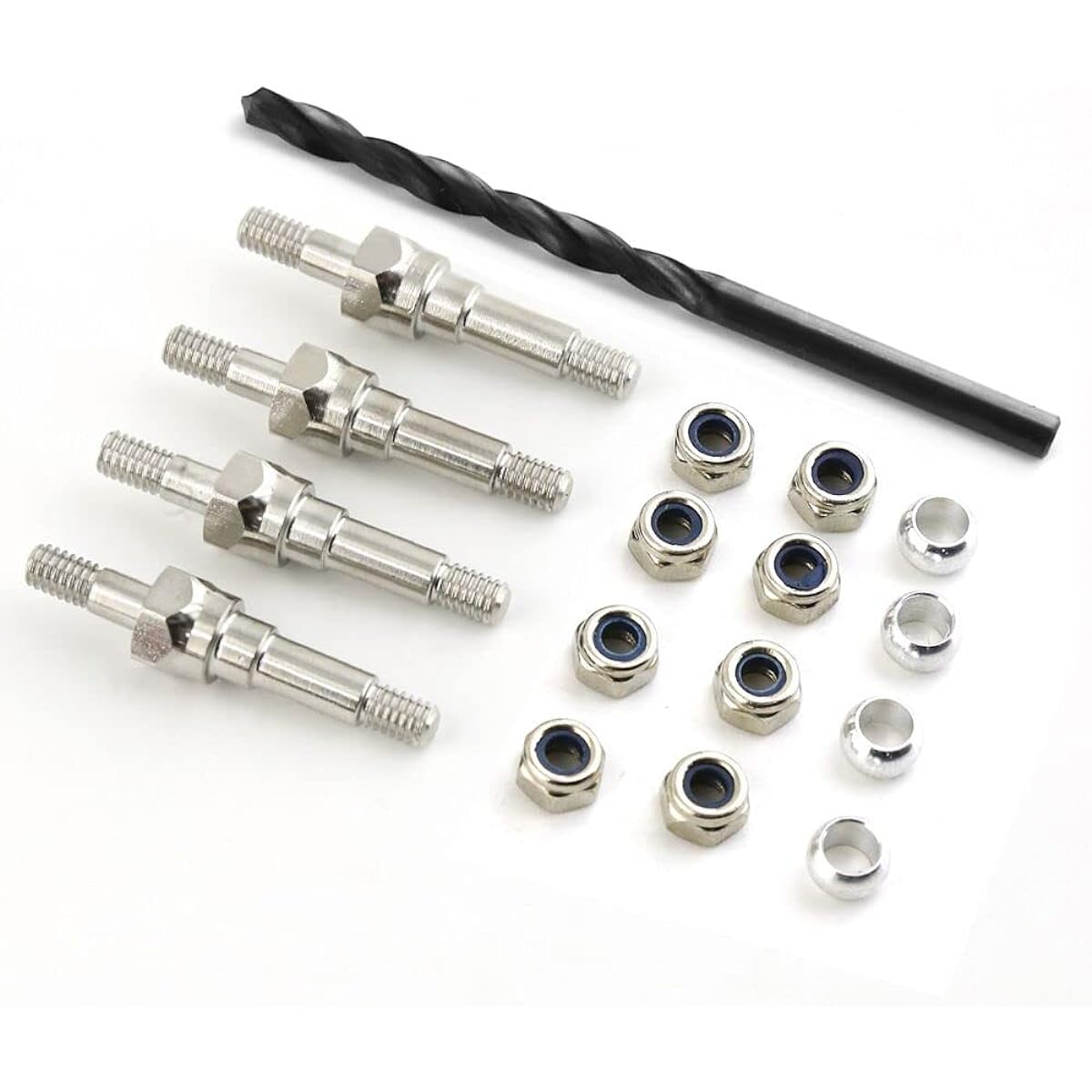 Front & Rear Universal Shock Standoff Upgrade Parts Arrma 6S BLX Typhon Kraton Outcast Mojave Notorious Infraction Felony Talion Limitless 4pcs #45 Steel EXB Shock Mount #ARA330703 (Silver)