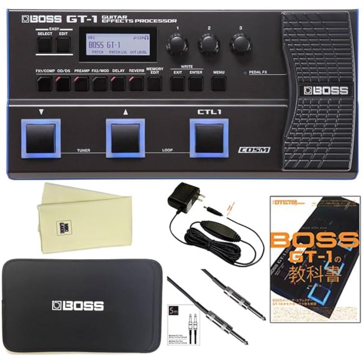 BOSS GT-1 Multi-Effector with Sleeve Case + Genuine Adapter + 5m Shield + Textbook + Cloth Set