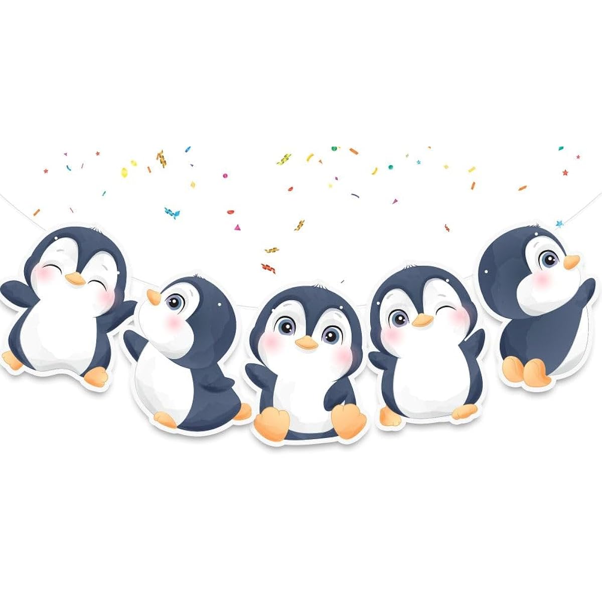 Penguin Birthday Banner Cute Penguin Winter Party Supplies Baby Shower Watercolor Sea Animal Birthday Decoration