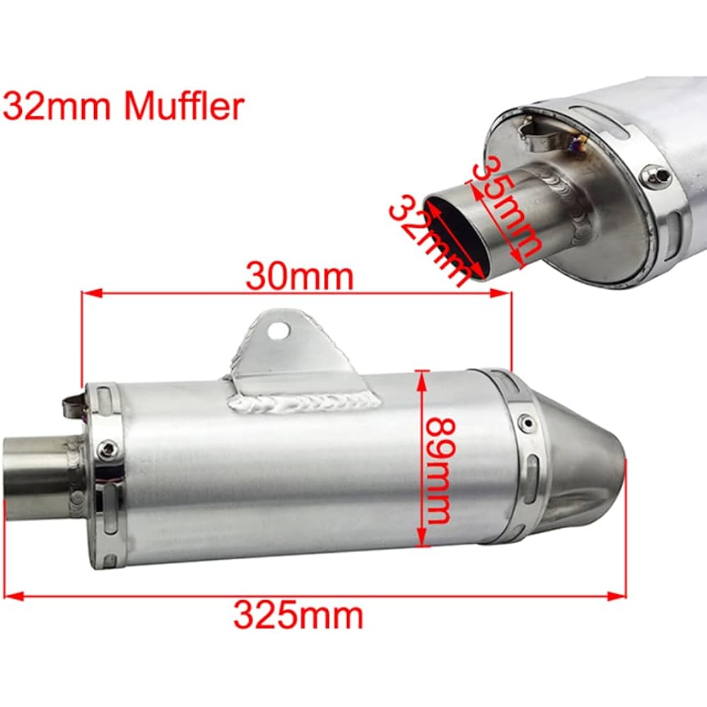 DJ-Motor 32mm Silver Racing Exhaust T4 Muffler High Performance for 150cc 160cc Pit Dirt Bike Mini Motocross