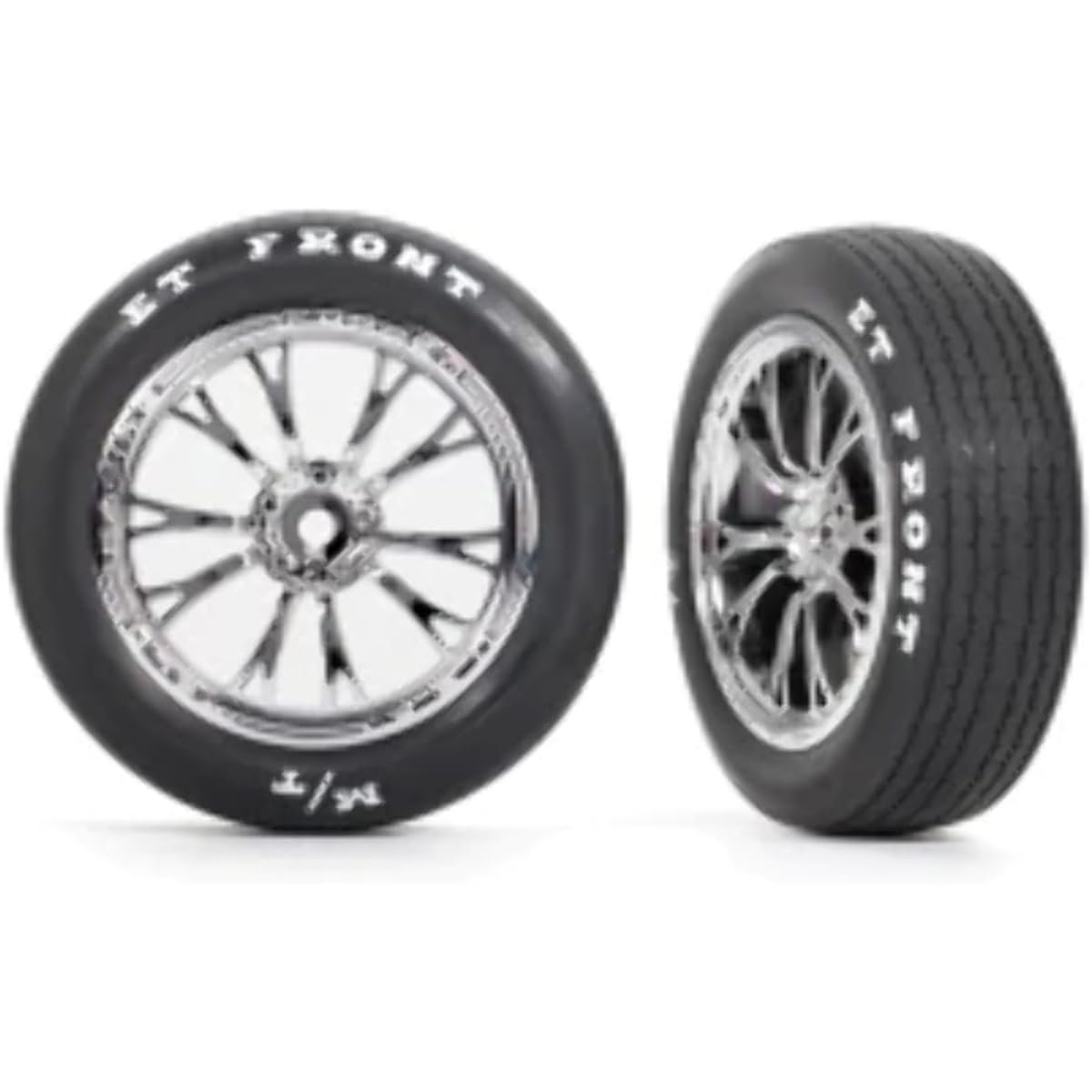 Traxxas 9474R Tire & Wheel Assembly Glued (Welded Chrome Wheel, Tire, Foam Insert) (Front) (2)