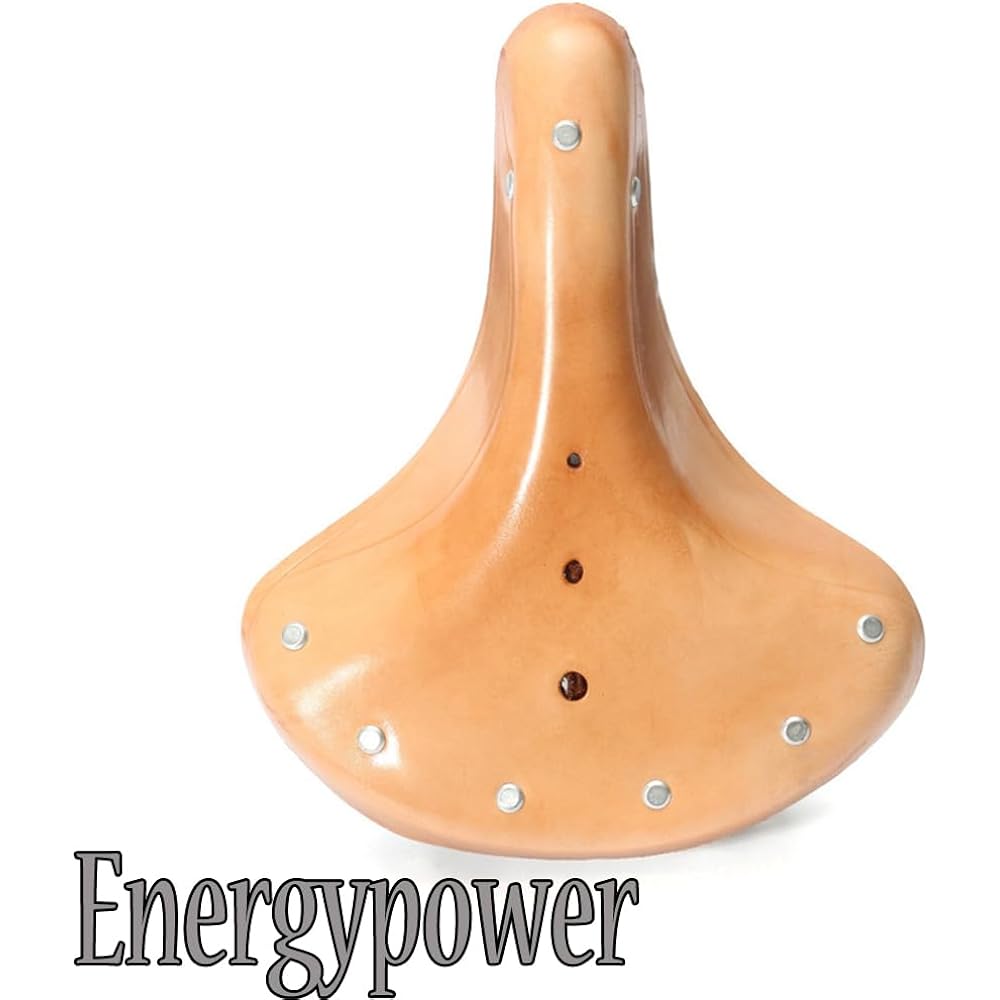 EnergyPower Bicycle Leather Saddle with Suspension Front Double Wound Coil Rear Double Spring Genuine Cow Leather Full Grain Leather Cowhide Retro Modern Shock Absorption Damper Ventilation Water Resistant Genuine Leather Saddle Mamachari/Electric Bicycl