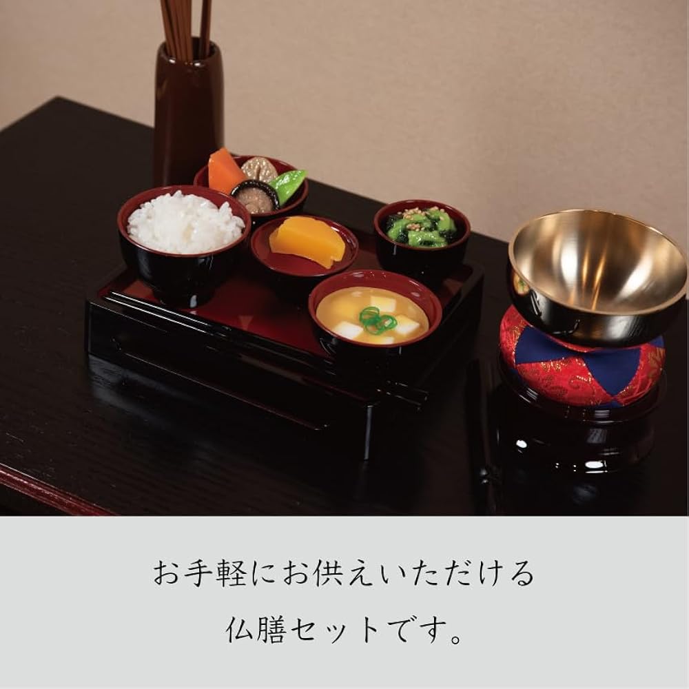Buddhist altar utensils, Buddhist food bowl (rice bowl), Buddhist altar meal set, offering meal, Buddhist altar utensils, supplies, accessories, Buddhist utensils, bowl, chopsticks set, 8.0 inch, vermilion, domestically made, made in Japan, sunmeni