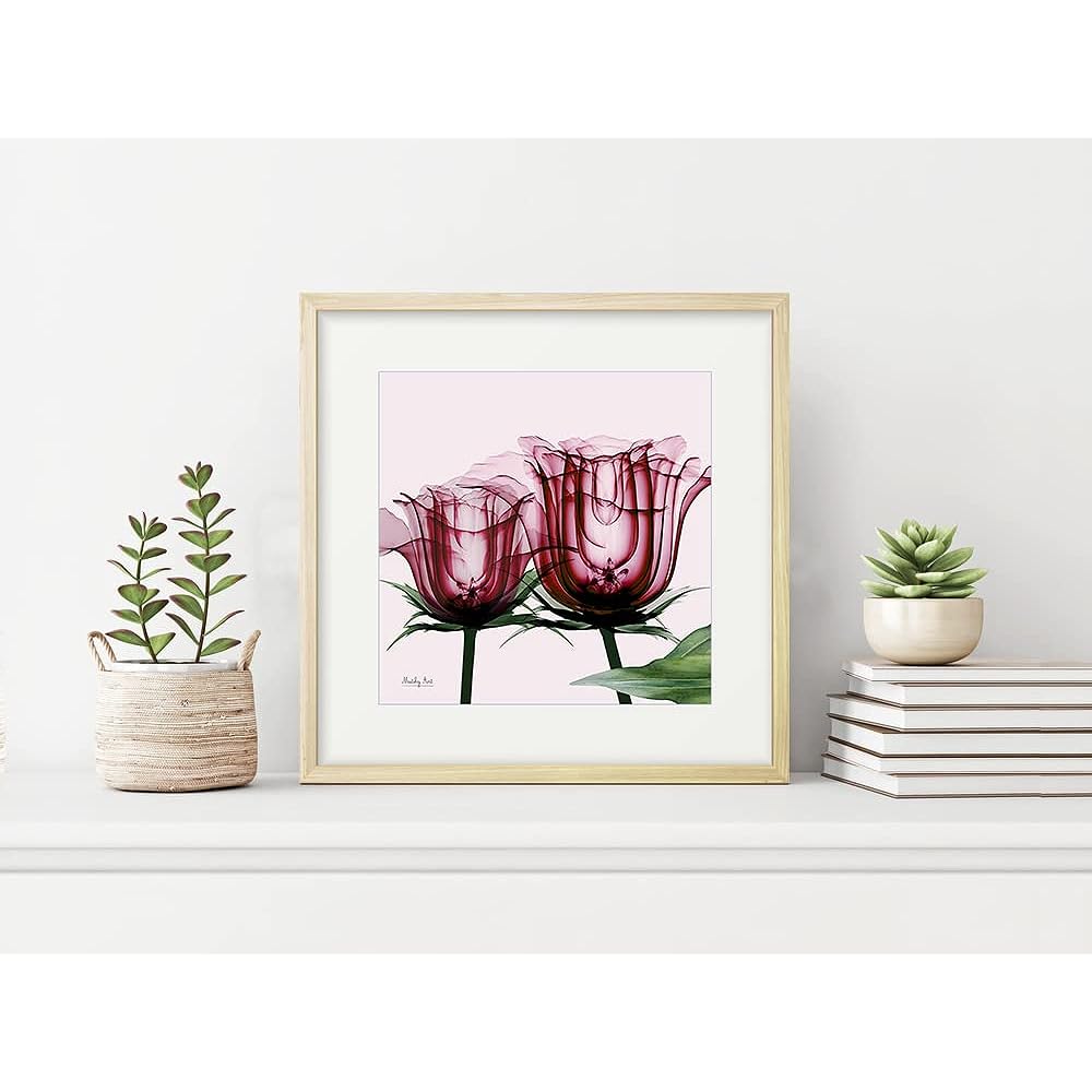 Painting "Pink Rose" Interior Painting Flower Art Panel Framed (Height 32cm x Width 32cm)