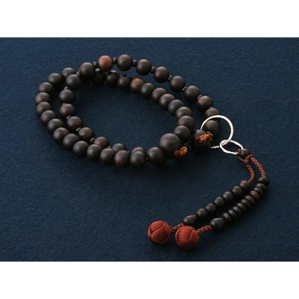 Kyoto Buddhist Altar Hayashi Prayer Beads Jodo Sect Ebony (Unground) (For Men) Official Ceremony [Bead Bag Set] SM-006 Kyoto Prayer Beads