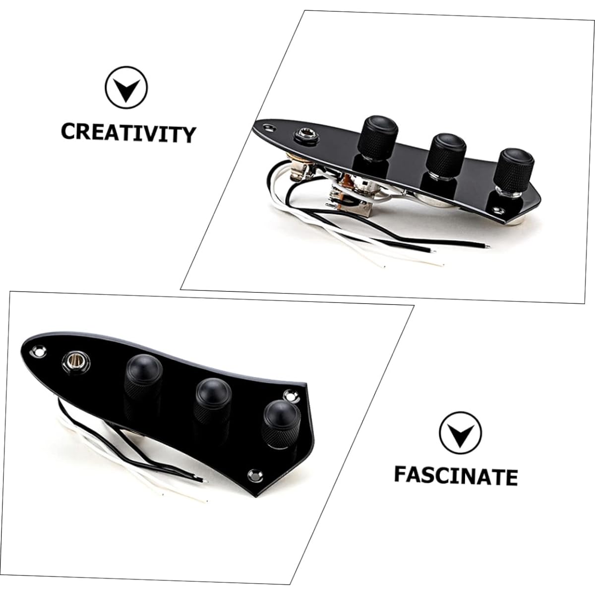 VICASKY Set of 4 Loaded Guitar Control Plates Electric Guitar Accessories Iron Guitar Control Plates Metal Guitar Control Plates Silver Accessories Wired