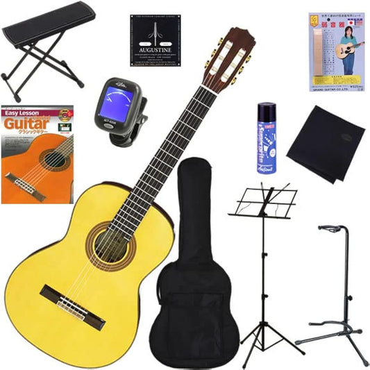 Aria Classical Guitar for Beginners, Solid Top (Pine) Model, Perfect 11-Piece Set, A-30S